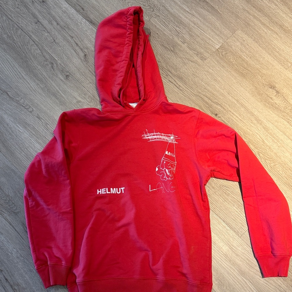 Helmut Lang Vibrant Red Graphic Hoodie